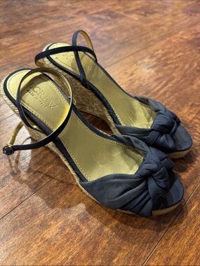 J. Crew Navi blue Knotted Espadrille Wedge Sandals